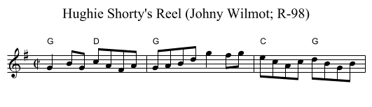 Hughie Shorty's Reel (Johny Wilmot; R-98) - staff notation