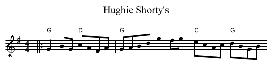Hughie Shorty's - staff notation