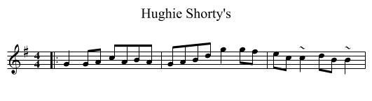 Hughie Shorty's - staff notation