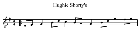 Hughie Shorty's - staff notation