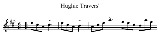 Hughie Travers' - staff notation