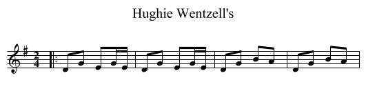Hughie Wentzell's - staff notation