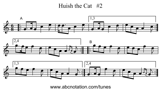 Huish the Cat   #2 - staff notation