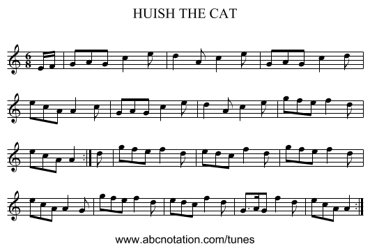 HUISH THE CAT - staff notation