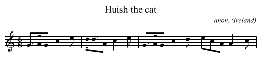 Huish the cat - staff notation