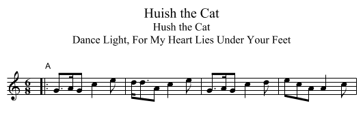 Huish the Cat - staff notation