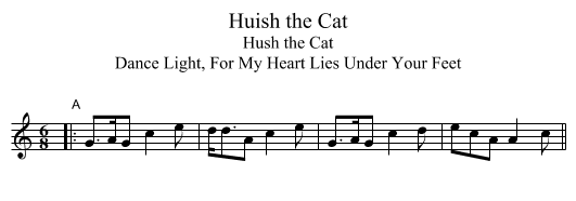 Huish the Cat - staff notation