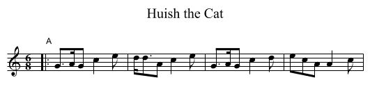 Huish the Cat - staff notation