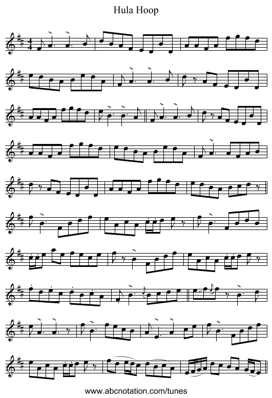 Hula Hoop - staff notation