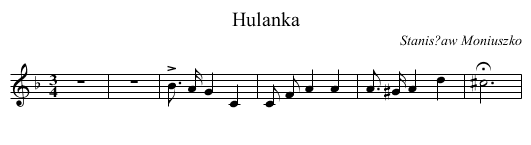 Hulanka - staff notation