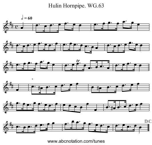 Hulin Hornpipe. WG.63 - staff notation