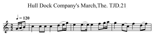 Hull Dock Company's March,The. TJD.21 - staff notation
