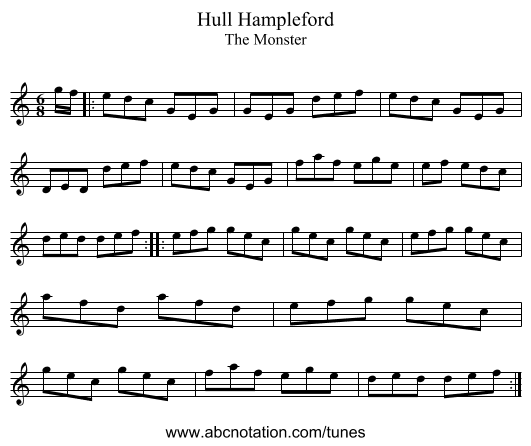 Hull Hampleford - staff notation