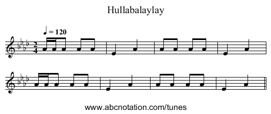 Hullabalaylay - staff notation