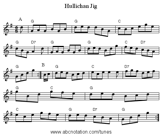 Hullichan Jig - staff notation