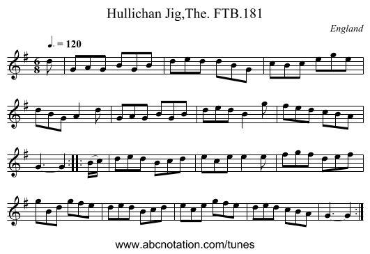 Hullichan Jig,The. FTB.181 - staff notation