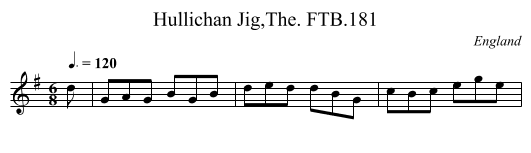 Hullichan Jig,The. FTB.181 - staff notation