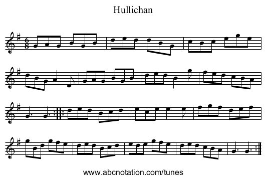 Hullichan - staff notation