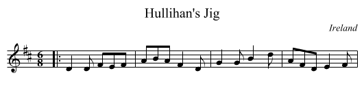 Hullihan's Jig - staff notation