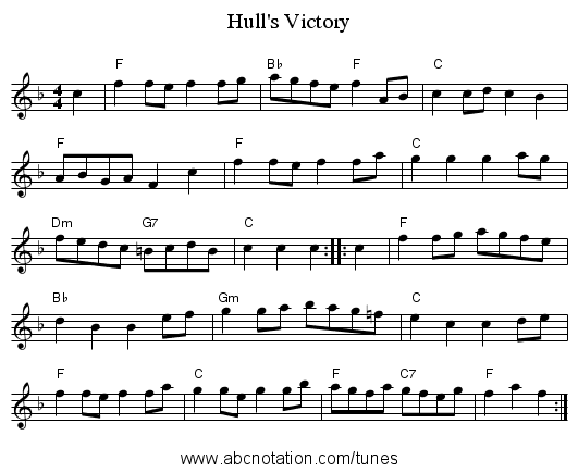 Hull's Victory - staff notation