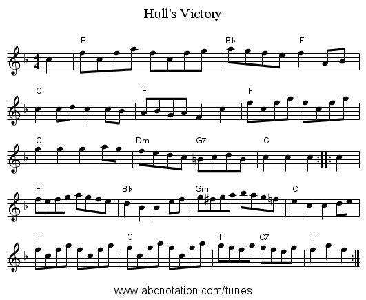 Hull's Victory - staff notation