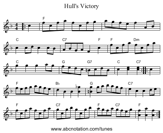 Hull's Victory - staff notation