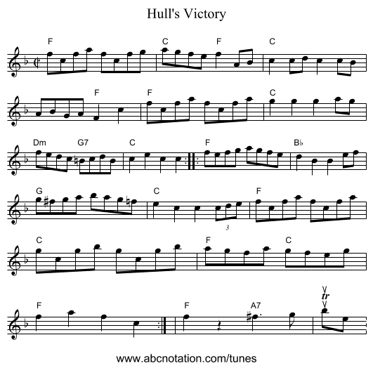 Hull's Victory - staff notation