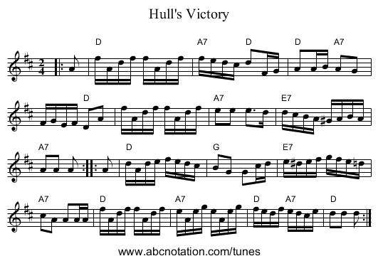 Hull's Victory - staff notation