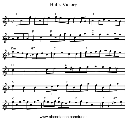 Hull's Victory - staff notation