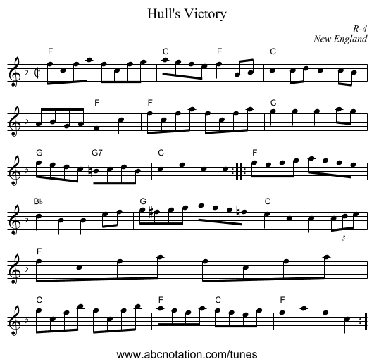 Hull's Victory - staff notation