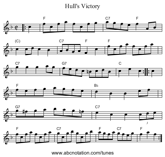 Hull's Victory - staff notation
