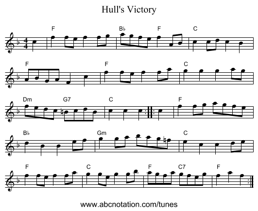 Hull's Victory - staff notation