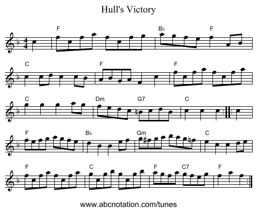 Hull's Victory - staff notation