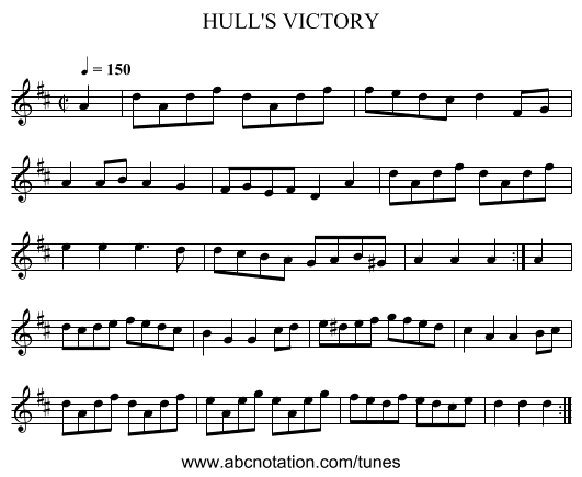 HULL'S VICTORY - staff notation