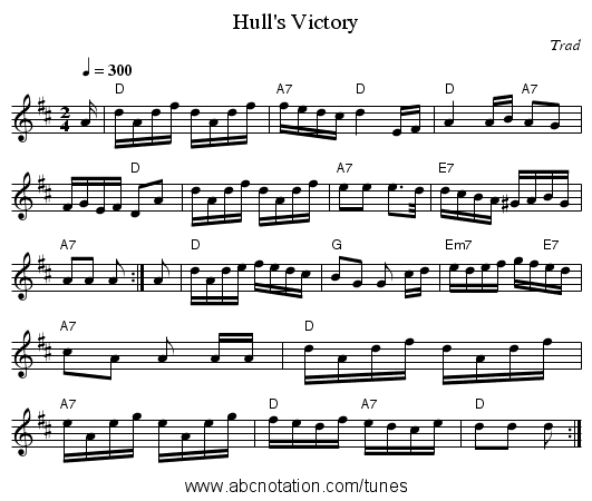 Hull's Victory - staff notation