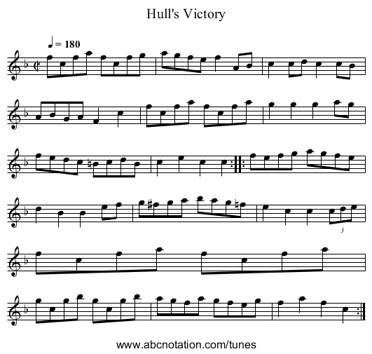 Hull's Victory - staff notation