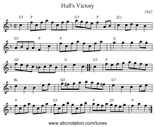 Hull's Victory - staff notation