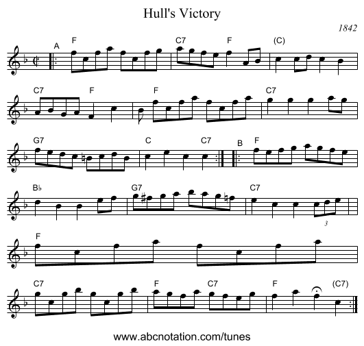 Hull's Victory - staff notation