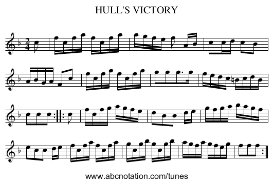 HULL'S VICTORY - staff notation