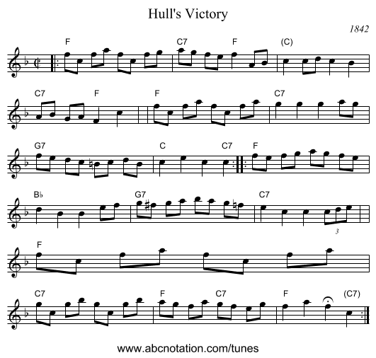 Hull's Victory - staff notation