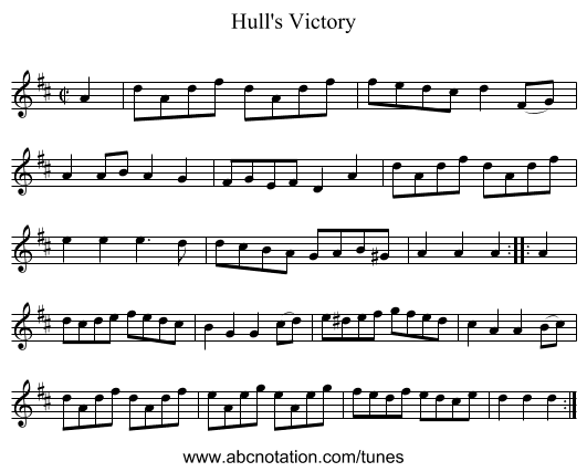 Hull's Victory - staff notation