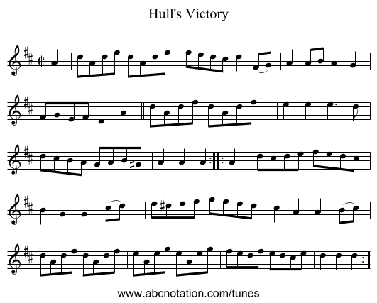 Hull's Victory - staff notation