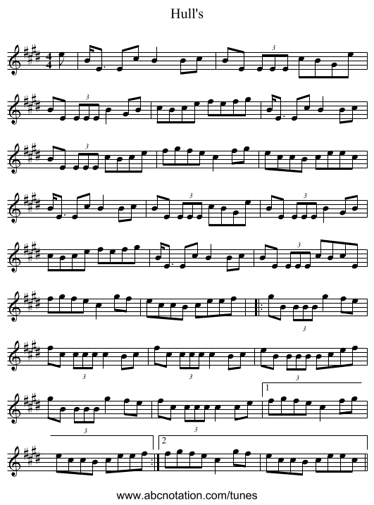 Hull's - staff notation