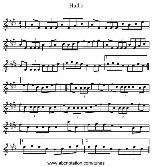 Hull's - staff notation