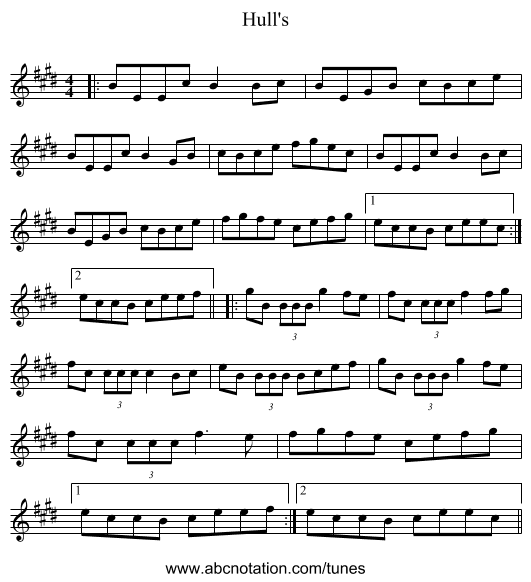 Hull's - staff notation