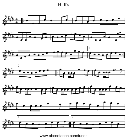 Hull's - staff notation