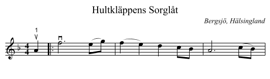 Hultkläppens Sorglåt - staff notation