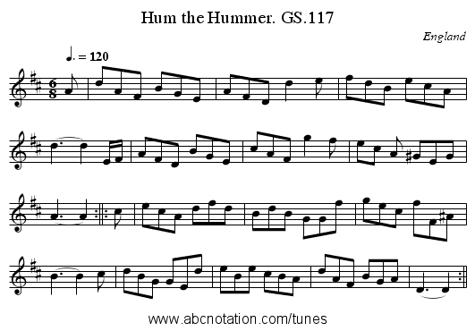 Hum the Hummer. GS.117 - staff notation