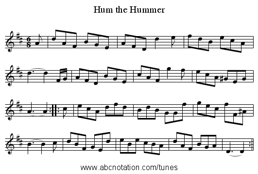Hum the Hummer - staff notation