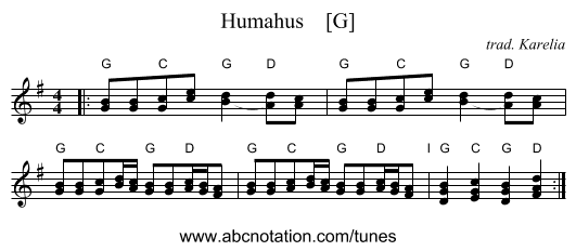 Humahus    [G] - staff notation